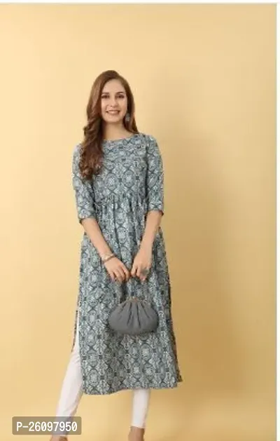 Stylish Cotton Grey Stitched Anarkali Kurta For Women