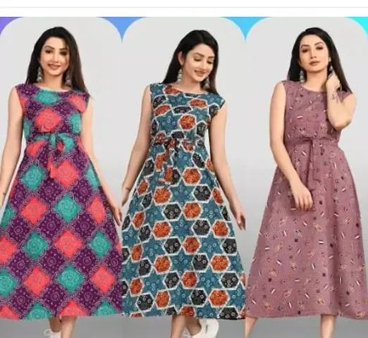 Stylish Poly Crepe Dress For Women Pack Of 3