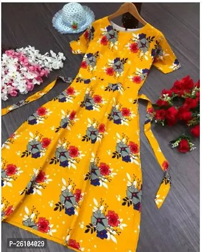 Stylish Poly Crepe Printed Dress For Women