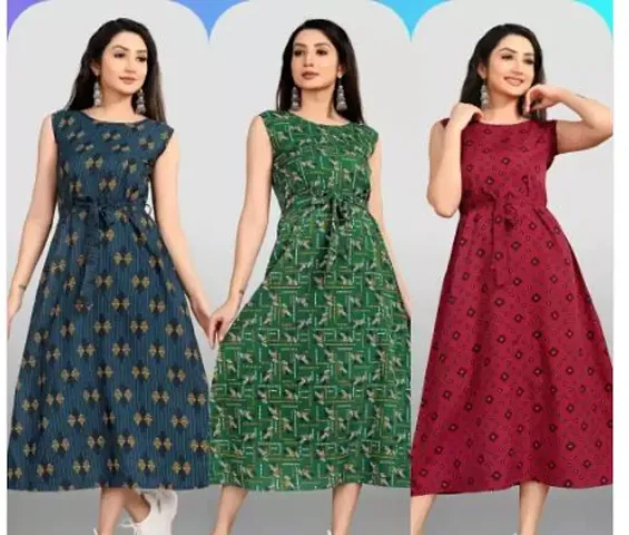 Stylish Poly Crepe Dress For Women Pack Of 3