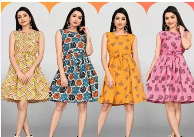 Stylish Poly Crepe Dress For Women Pack Of 4