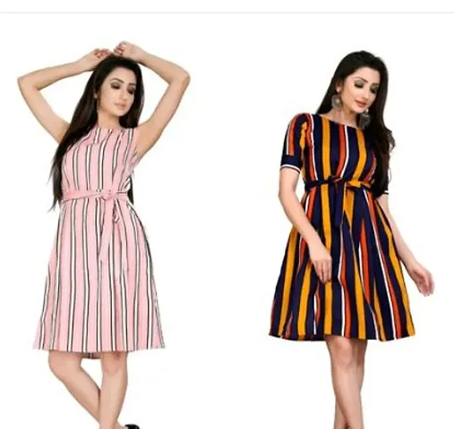 Stylish Poly Crepe Dress For Women Pack Of 2