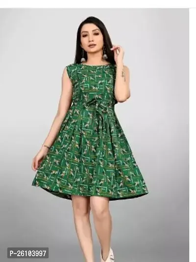 Stylish Poly Crepe Printed Dress For Women-thumb0