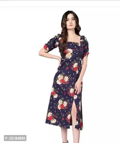 Stylish Poly Crepe Printed Dress For Women