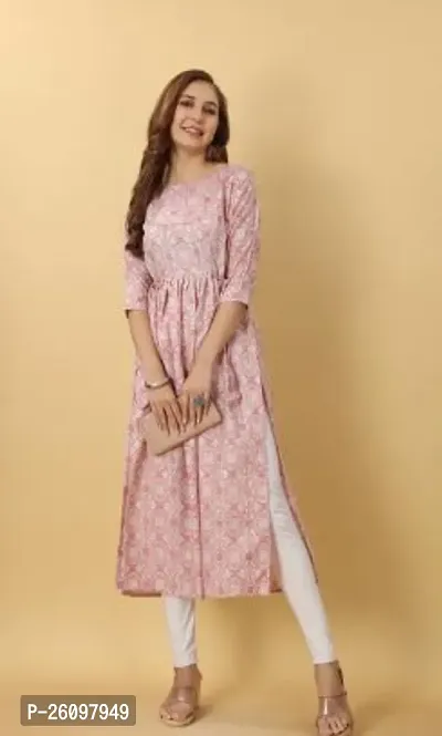 Stylish Cotton Pink Stitched Anarkali Kurta For Women