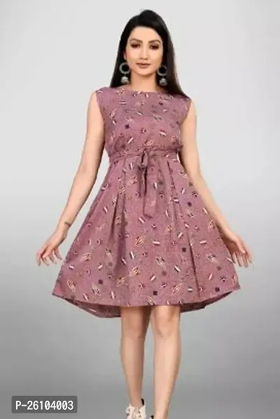 Stylish Poly Crepe Printed Dress For Women