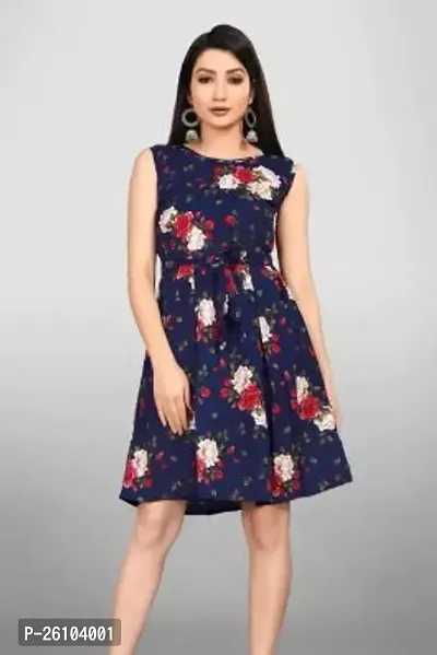 Stylish Poly Crepe Printed Dress For Women-thumb0