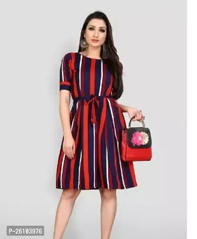 Stylish Poly Crepe Printed Dress For Women-thumb0