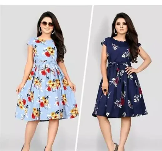 Stylish Poly Crepe Dress For Women Pack Of 2