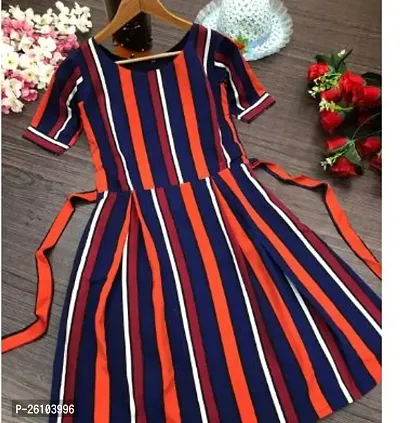 Stylish Poly Crepe Printed Dress For Women-thumb0