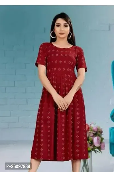 Stylish Viscose Rayon Red Stitched Anarkali Kurta For Women-thumb0