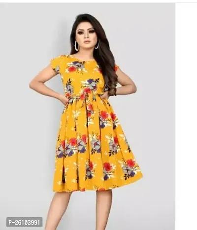 Stylish Poly Crepe Printed Dress For Women-thumb0