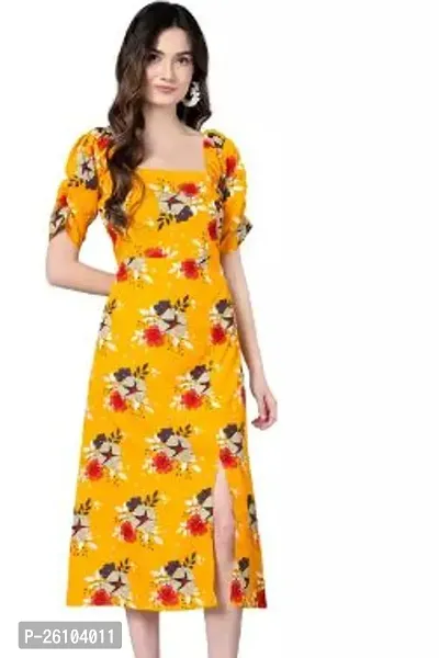 Stylish Poly Crepe Printed Dress For Women