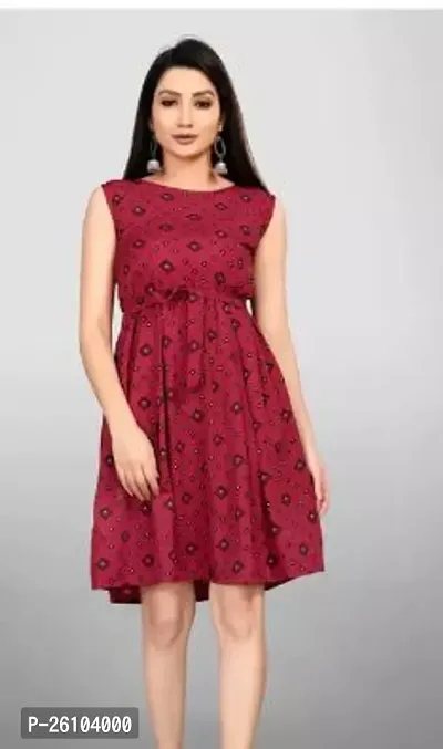 Stylish Poly Crepe Printed Dress For Women