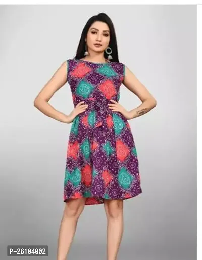 Stylish Poly Crepe Printed Dress For Women