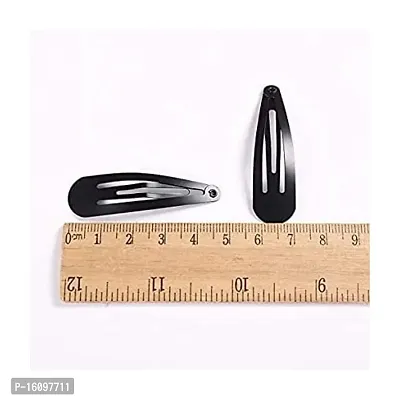 Glossy Black Metal Tic Tac Hair Clips For Women Pack Of 24 Pieces-thumb2