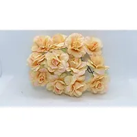 Classic Artificial Satin Flowers Jewellery Art Flowers -(Pack Of 30 Pcs ,Orange)-thumb1