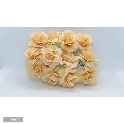 Classic Artificial Satin Flowers Jewellery Art Flowers -(Pack Of 30 Pcs ,Orange)-thumb2