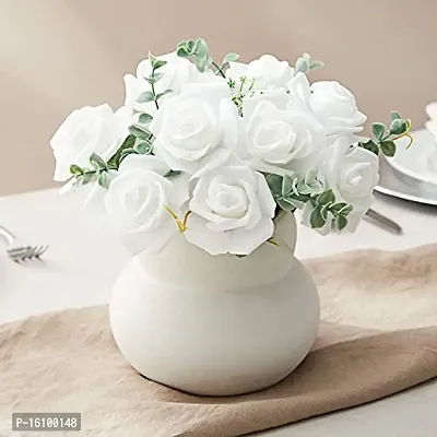 Classic Rose Flower Heads Mini Foam Artificial Roses Diy Wedding Flowers Accessories Make Bridal Hairclip,Headbands,Party Baby Shower Home Decorate Flower 7 Cm (White, 24)-thumb2