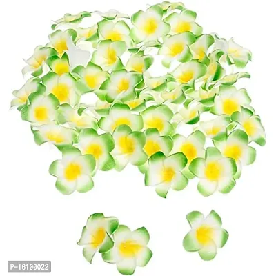 Classic Classic2.4 Inch Artificial Plumier Rubric Hawaiian Flower Petals Hair Hat Wreath Floral Hawaiian Foam Frangipani Flowers For Diy Home Beach Wedding Party Decoration (Green, 24)