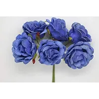 Classic Artificial Velvet Flowers Hair Accessory Art Party Decor Flowers -(Pack Of 36 Pcs,Blue)-thumb1