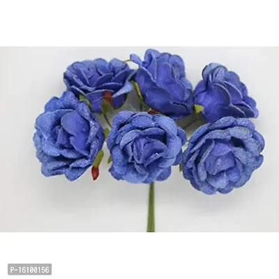 Classic Artificial Velvet Flowers Hair Accessory Art Party Decor Flowers -(Pack Of 36 Pcs,Blue)-thumb2