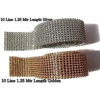 Classic Stone Sheet Stone Lace For Jewellery Making Golden Silver Combo 10 Line (Each 1.25 Mtrs)-thumb3