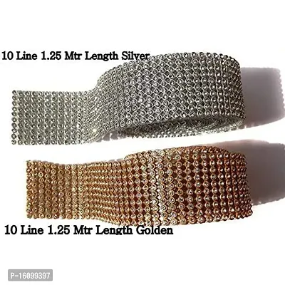 Classic Stone Sheet Stone Lace For Jewellery Making Golden Silver Combo 10 Line (Each 1.25 Mtrs)-thumb4