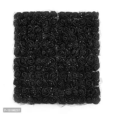 Classic Rose Flower Heads Mini Foam Artificial Roses Diy Wedding Flowers Accessories Make Bridal Hairclip,Headbands,Party Baby Shower Home Decorate Flower 2 Cm (Black, 72)