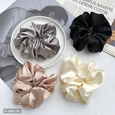 Scrunchie For Hair Scrunchies Satin Silk Combo  For Women GirlsPack 5-thumb3