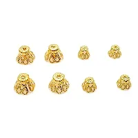 Classic Combo Of Golden Fancy Flower Bead Caps For Silk Thread Jewellery Making (6 Mm - 500 Pcs) (8 Mm - 250 Pcs)-thumb2