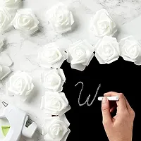 Classic Rose Flower Heads Mini Foam Artificial Roses Diy Wedding Flowers Accessories Make Bridal Hairclip,Headbands,Party Baby Shower Home Decorate Flower 7 Cm (White, 24)-thumb2