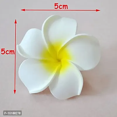 Classic Classic2.4 Inch Artificial Plumier Rubric Hawaiian Flower Petals Hair Hat Wreath Floral Hawaiian Foam Frangipani Flowers For Diy Home Beach Wedding Party Decoration (White, 24)-thumb2