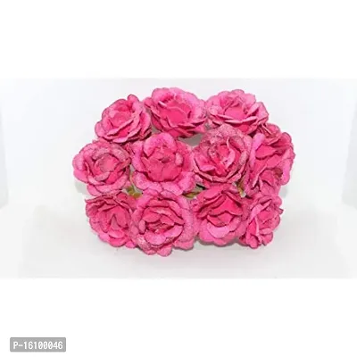 Classic Velvet Flowers Hair Accessory Decor - (Pack Of 36 Pcs, Dark Pink)-thumb0