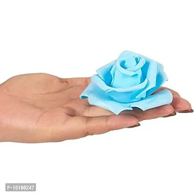 Classic Rose Flower Heads Mini Foam Artificial Roses Diy Wedding Flowers Accessories Make Bridal Hairclip,Headbands,Party Baby Shower Home Decorate Flower 7 Cm (Sky Blue, 24)-thumb4