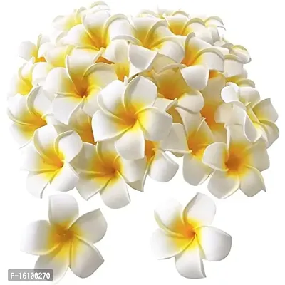 Classic Classic2.4 Inch Artificial Plumier Rubric Hawaiian Flower Petals Hair Hat Wreath Floral Hawaiian Foam Frangipani Flowers For Diy Home Beach Wedding Party Decoration (White, 24)-thumb0
