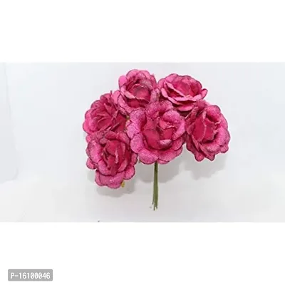 Classic Velvet Flowers Hair Accessory Decor - (Pack Of 36 Pcs, Dark Pink)-thumb2