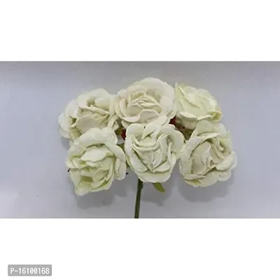 Classic Artificial Velvet Flowers Hair Accessory Art And Craft Party Decor Flowers -(Pack Of 36 Pcs,Cream)-thumb2