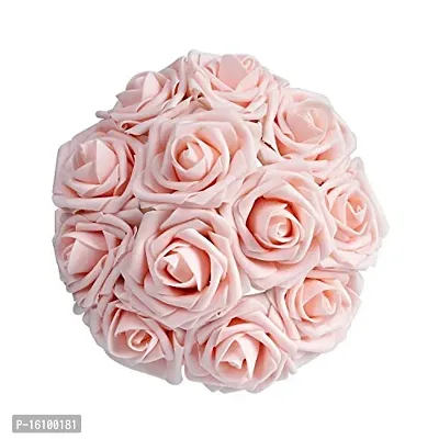 Classic Big Mulberry Paper Rose Art Craft Flowers Bunch (Light Pink) - Set Of 36 Pieces