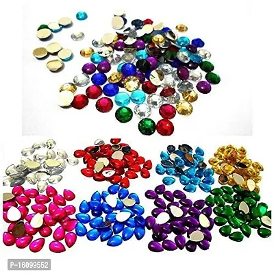 Classic Sunshine Drop Shape Crystal Edged Stones/Kundans For Jewellery Making/Decorating and Crafts. Pack Of 700 Stones (7 Colors)