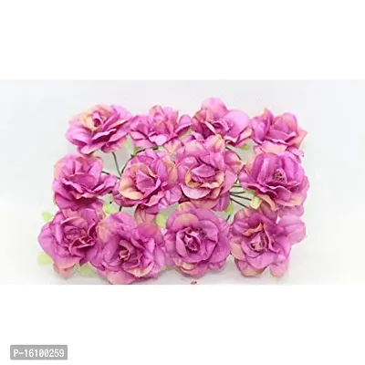 Classic Artificial Satin Flowers Decoration Art Craft Flowers -(Pack Of 30 Pcs , Pink And Rose Gold)