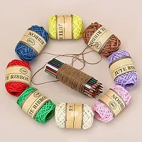 Classic Just Flowers Jute Thread Twisted Rope 8 Colors For Diy Art And Craft Projects And Decoration(Pack Of 8)-thumb1