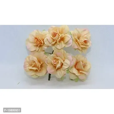 Classic Artificial Satin Flowers Jewellery Art Flowers -(Pack Of 30 Pcs ,Orange)