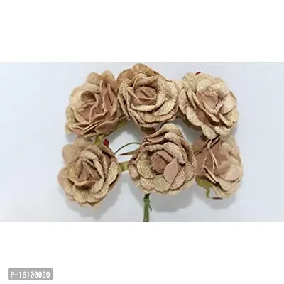 Classic Velvet Flowers Hair Accessory Craft Decor Flowers -(Pack Of 36 Pcs,Brown)-thumb3