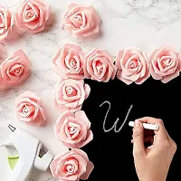 Classic Rose Flower Heads Mini Foam Artificial Roses Diy Wedding Flowers Accessories Make Bridal Hairclip,Headbands,Party Baby Shower Home Decorate Flower 7 Cm (Peach, 24)-thumb1