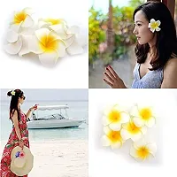 Classic Classic2.4 Inch Artificial Plumier Rubric Hawaiian Flower Petals Hair Hat Wreath Floral Hawaiian Foam Frangipani Flowers For Diy Home Beach Wedding Party Decoration (White, 24)-thumb4