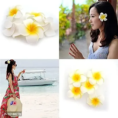 Classic Classic2.4 Inch Artificial Plumier Rubric Hawaiian Flower Petals Hair Hat Wreath Floral Hawaiian Foam Frangipani Flowers For Diy Home Beach Wedding Party Decoration (White, 24)-thumb5