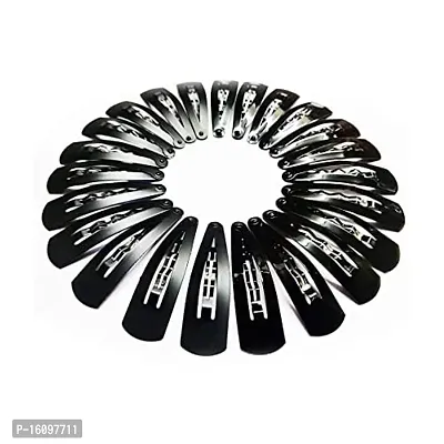 Glossy Black Metal Tic Tac Hair Clips For Women Pack Of 24 Pieces-thumb0