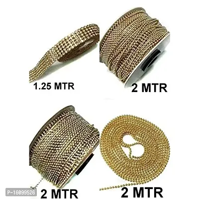 Classic Jewellery Making Chain,Ball Chains For Jewellery Making, Pearl Chain For Jewellery Making, Stone Chain For Jewellery Making, Stone Sheet For Jewellery Making, Chain Combo (4 Item)-thumb2