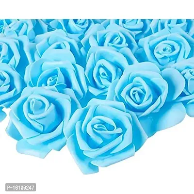 Classic Rose Flower Heads Mini Foam Artificial Roses Diy Wedding Flowers Accessories Make Bridal Hairclip,Headbands,Party Baby Shower Home Decorate Flower 7 Cm (Sky Blue, 24)